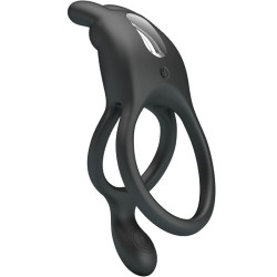 PRETTY LOVE SETH DOBLE ANILLO VIBRADOR RABBIT 7 VIBRACIONES NEGRO 2