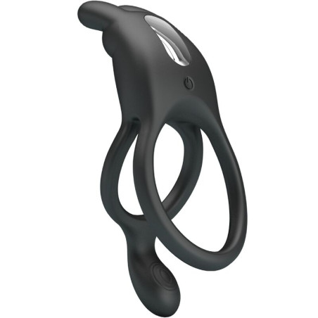 PRETTY LOVE SETH DOBLE ANILLO VIBRADOR RABBIT 7 VIBRACIONES NEGRO