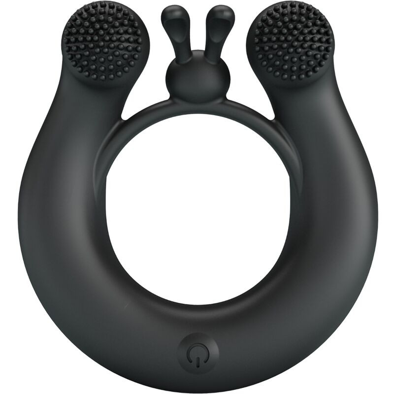 PRETTY LOVE DAHLIA ANILLO VIBRADOR ESTIMULADOR DE CLITOIS 12 VIBRACIONES NEGRO