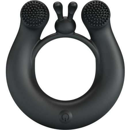 PRETTY LOVE DAHLIA ANILLO VIBRADOR ESTIMULADOR DE CLITOIS 12 VIBRACIONES NEGRO