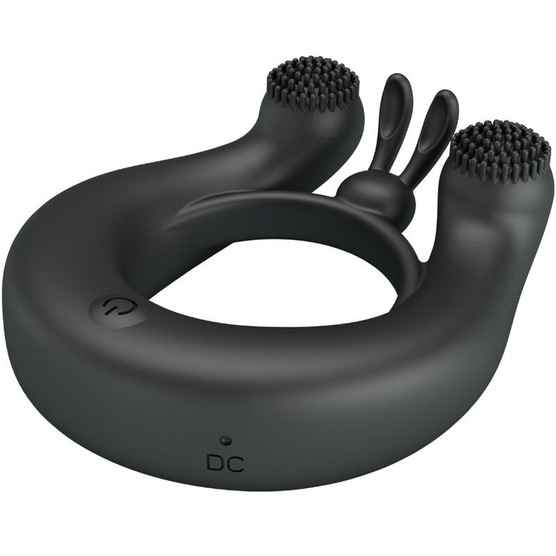 PRETTY LOVE DAHLIA ANILLO VIBRADOR ESTIMULADOR DE CLITOIS 12 VIBRACIONES NEGRO