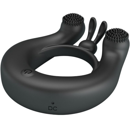 PRETTY LOVE DAHLIA ANILLO VIBRADOR ESTIMULADOR DE CLITOIS 12 VIBRACIONES NEGRO