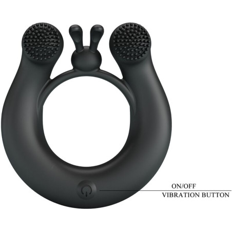 PRETTY LOVE DAHLIA ANILLO VIBRADOR ESTIMULADOR DE CLITOIS 12 VIBRACIONES NEGRO