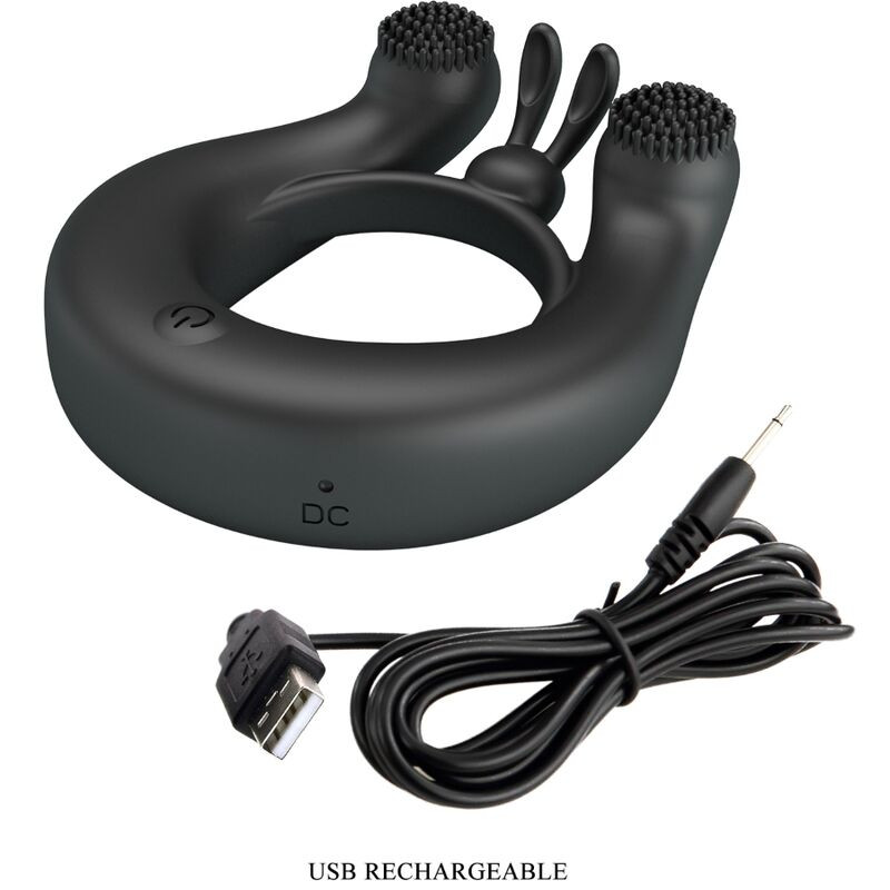 PRETTY LOVE DAHLIA ANILLO VIBRADOR ESTIMULADOR DE CLITOIS 12 VIBRACIONES NEGRO