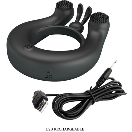 PRETTY LOVE DAHLIA ANILLO VIBRADOR ESTIMULADOR DE CLITOIS 12 VIBRACIONES NEGRO