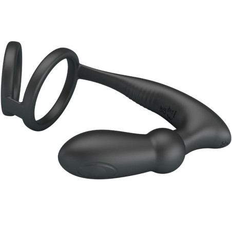 PRETTY LOVE EMONI ANILLO PENE PLUG ANAL 12 VIBRACIONES NEGRO