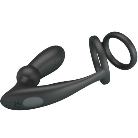 PRETTY LOVE EMONI ANILLO PENE PLUG ANAL 12 VIBRACIONES NEGRO