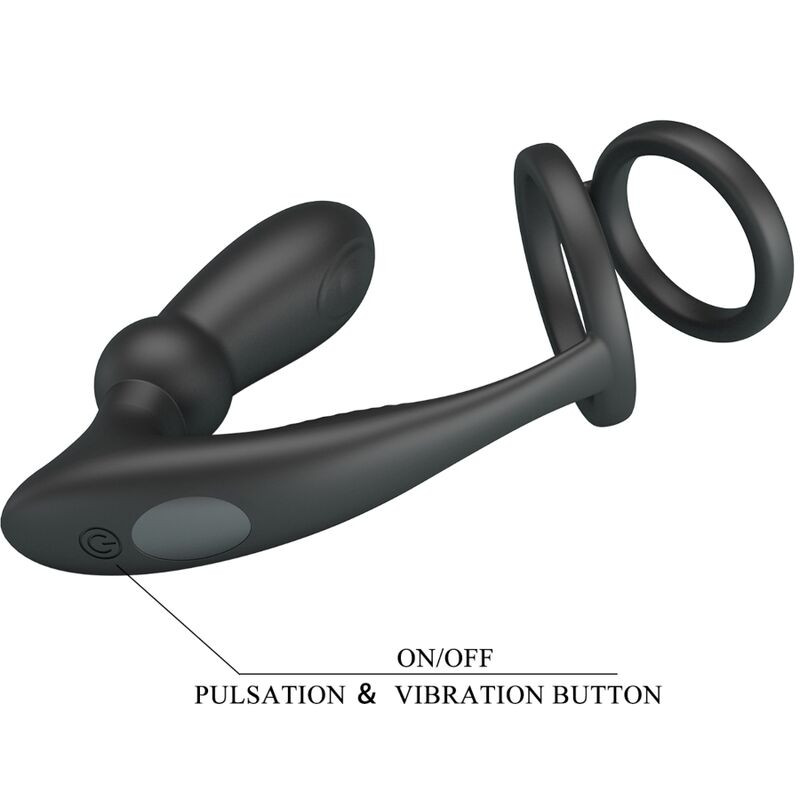 PRETTY LOVE EMONI ANILLO PENE PLUG ANAL 12 VIBRACIONES NEGRO