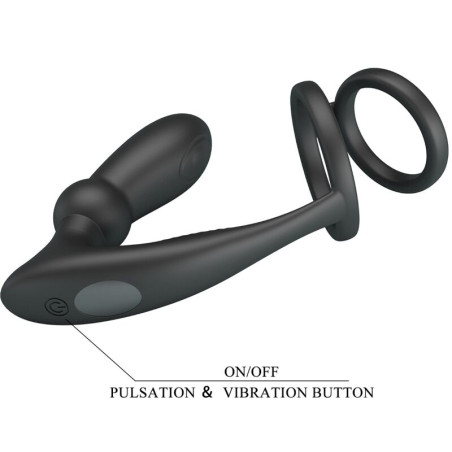 PRETTY LOVE EMONI ANILLO PENE PLUG ANAL 12 VIBRACIONES NEGRO