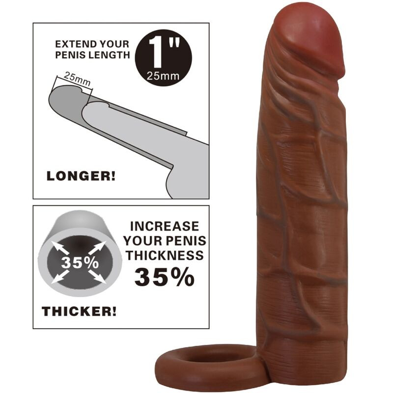 PRETTY LOVE KAILE FUNDA PARA PENE CON EXTENSION DE 25 CM MULATO