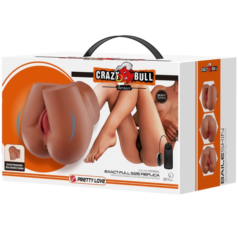 CRAZY BULL BERNACE TRASERO VIBRADOR CON VAGINA Y ANO REALISTICO NATURAL CONTROL REMOTO