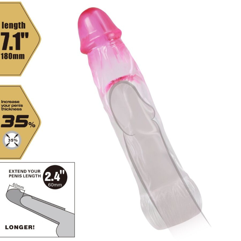 PRETTY LOVE NERON FUNDA REALISTICA ALARGADORA DE 6 CM PARA PENE ROSA