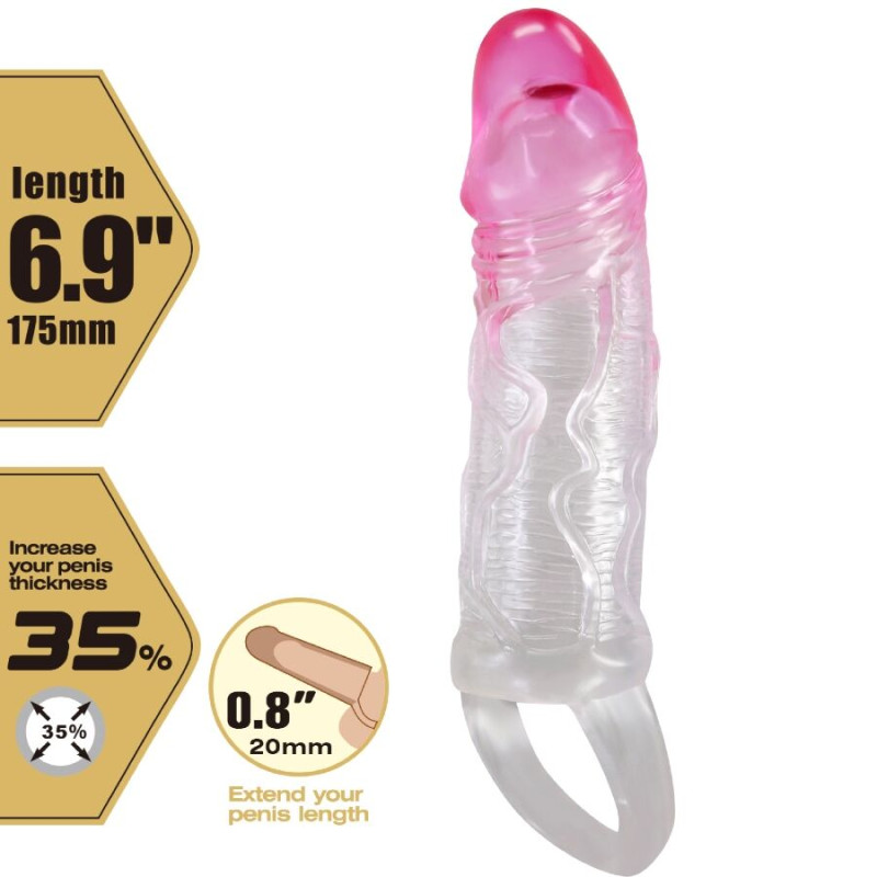 PRETTY LOVE ODES FUNDA REALISTICA ALARGADORA DE 2 CM PARA PENE ROSA