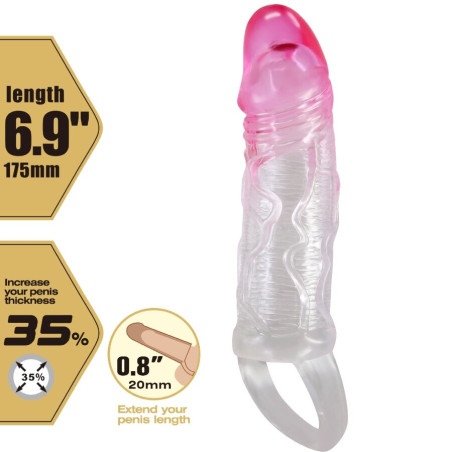 PRETTY LOVE ODES FUNDA REALISTICA ALARGADORA DE 2 CM PARA PENE ROSA
