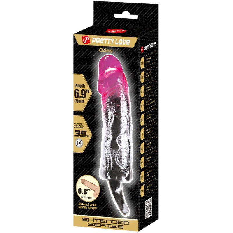 PRETTY LOVE ODES FUNDA REALISTICA ALARGADORA DE 2 CM PARA PENE ROSA