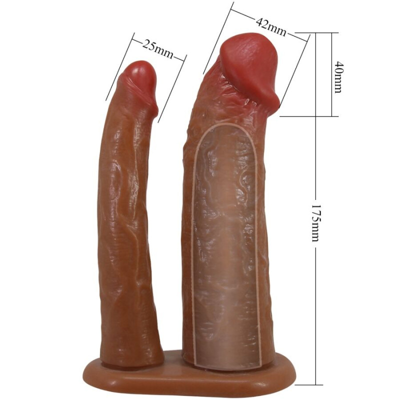 PRETTY LOVE YAIRON FUNDA PARA PENE DOBLE CON EXTENSION DE 4 CM MULATO