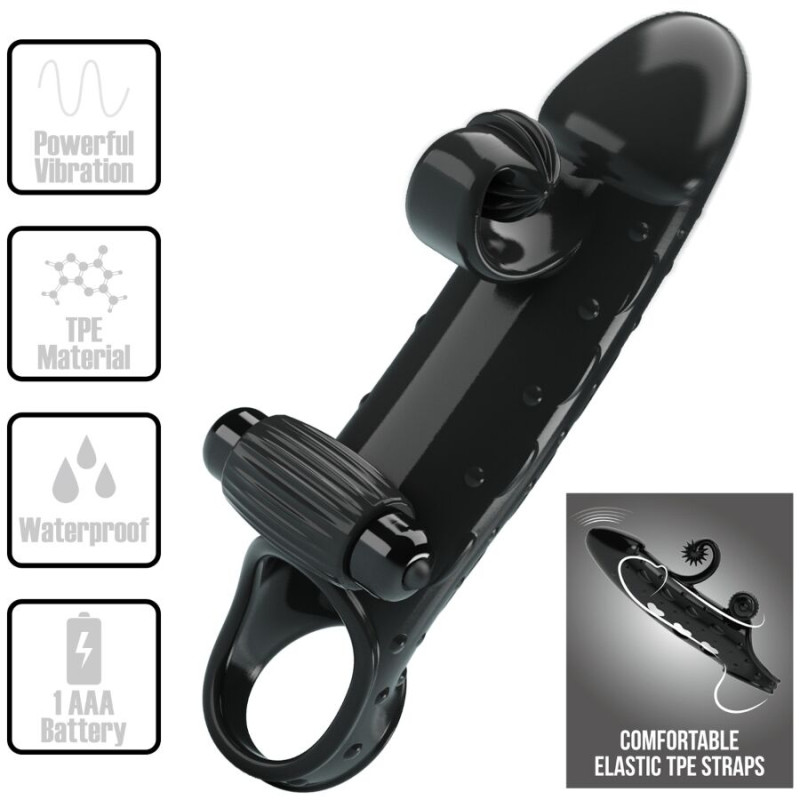 ROMANCE FUNDA PARA PENE CON VIBRACION NEGRO