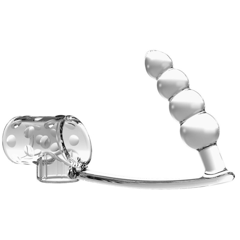 PRETTY LOVE FUNDA PARA PENE CON PLUG ANAL TRANSPARENTE
