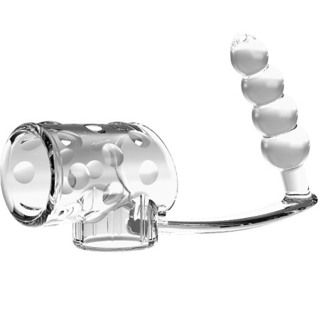PRETTY LOVE FUNDA PARA PENE CON PLUG ANAL TRANSPARENTE