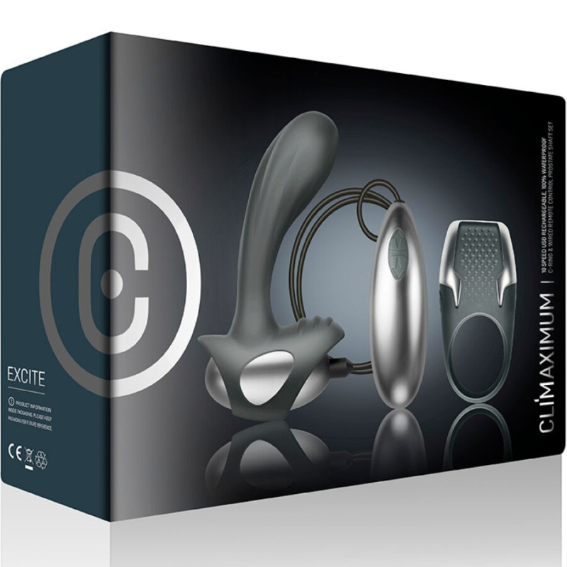 CLIMAXIMUM EXCITE KIT ANILLO PARA PENE MASAJEADOR PROSTATA CON CABLE