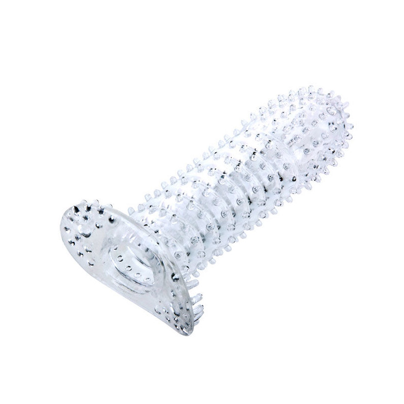 BAILE FUNDA PARA PENE CON PUNTOS ESTIMULANTES MORADO 14 CM