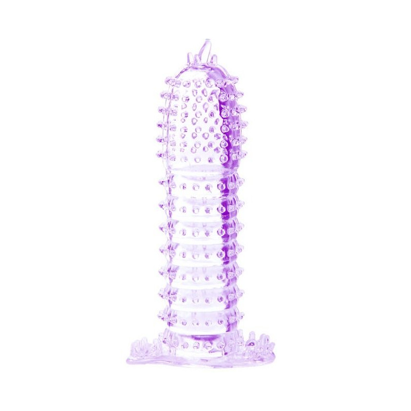 BAILE FUNDA PARA PENE CON PUNTOS ESTIMULANTES MORADO 14 CM