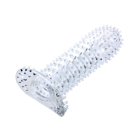 BAILE FUNDA PARA PENE CON PUNTOS ESTIMULANTES TRANSPARENTE 14 CM