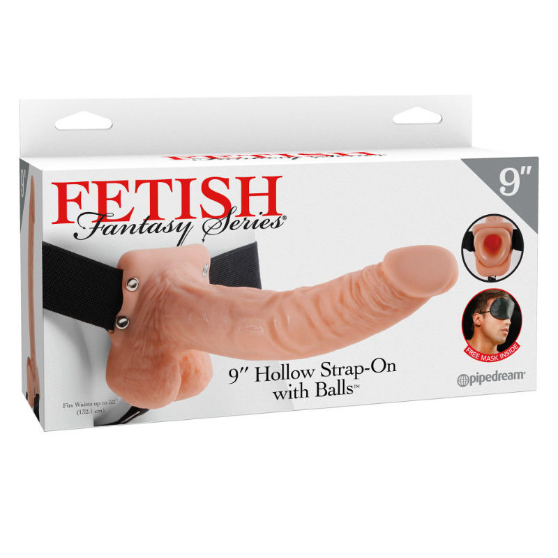 FETISH FANTASY SERIES 9 HOLLOW STRAP ON WITH BALLS 229CM NATURAL