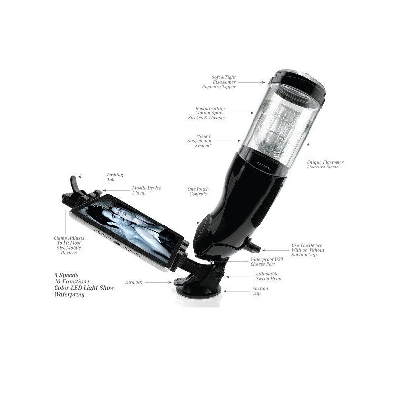 EXTREME TOYZ PDX MEGA BATOR USB MASTURBADOR MASCULINO ANO NEGRO