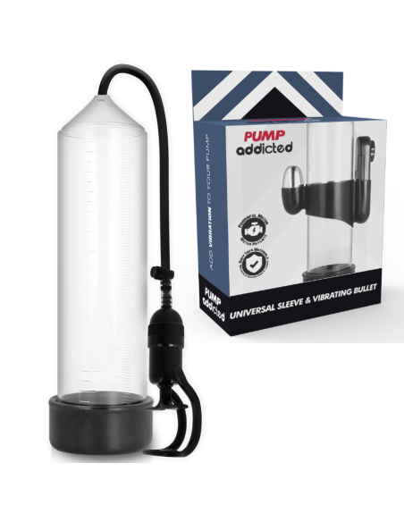 PUMP ADDICTED BOMBA ERECCION RX5 TRANSPARENTE CON VIBRADOR