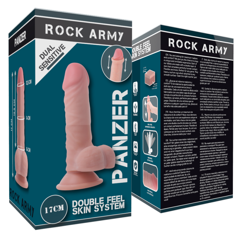 ROCKARMY DUAL DENSITY PANZER DILDO REALISTA 17 CM O 446 CM