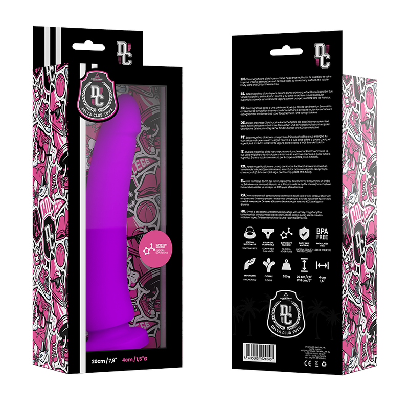 DELTA CLUB DILDO REALISTA LILA SILICONA MEDICA 20 CM O 4 CM
