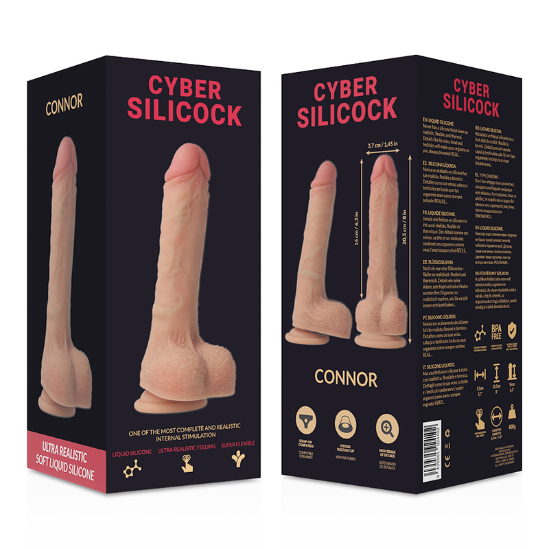 CYBER SILICOCK CONNOR REALISTICO SILICONA LIQUIDA 205 CM O 37 CM