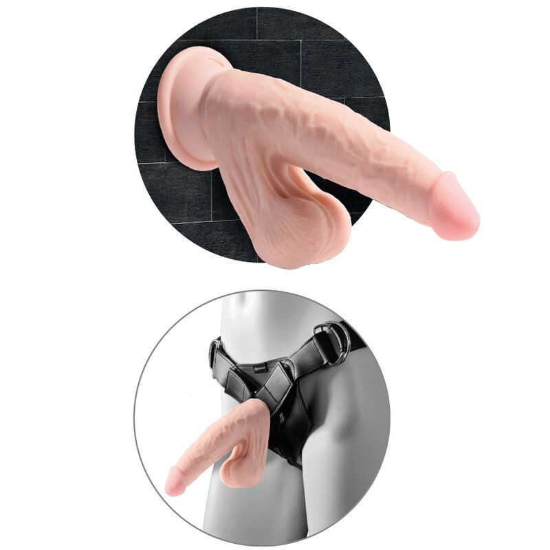 KING COCK PLUS 3D DILDO SWINGING BALLS 245 CM NATURAL