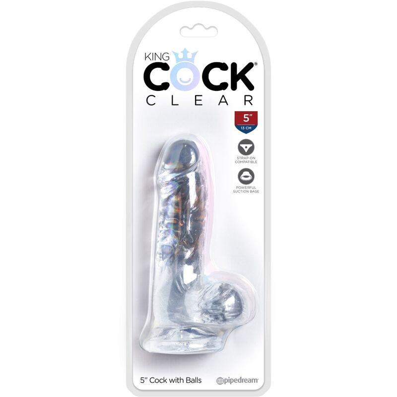 KING COCK CLEAR PENE REALISTICO CON TESTICULOS 101 CM TRANSPARENTE