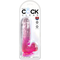 KING COCK CLEAR PENE REALISTICO CON TESTICULOS 135 CM ROSA 2