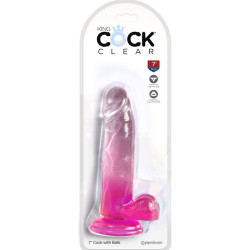 KING COCK CLEAR PENE REALISTICO CON TESTICULOS 152 CM ROSA 2