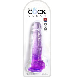 KING COCK CLEAR PENE REALISTICO CON TESTICULOS 165 CM MORADO 2