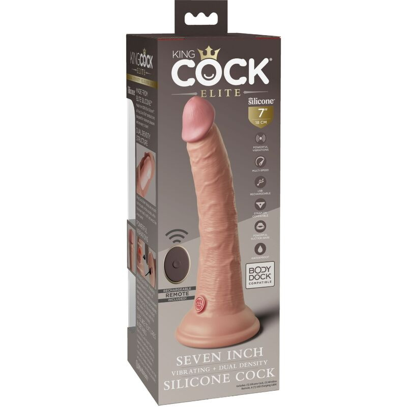 KING COCK ELITE DILDO REALISTICO VIBRADOR SILICONA CONTROL REMOTO 178 CM