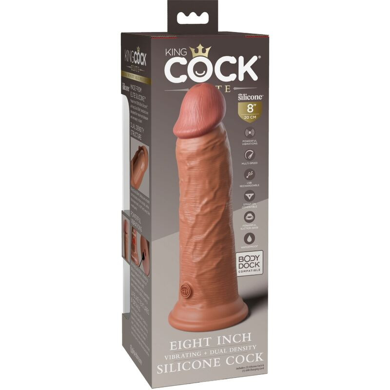 KING COCK ELITE DILDO REALISTICO VIBRADOR SILICONA 203 CM CARAMELO