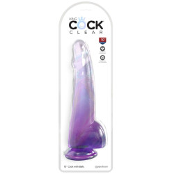 KING COCK CLEAR DILDO CON TESTICULOS 19 CM MORADO 2