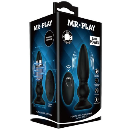 MR PLAY VIBRADOR POTENTE CONTROL REMOTO ANAL PLUG NEGRO