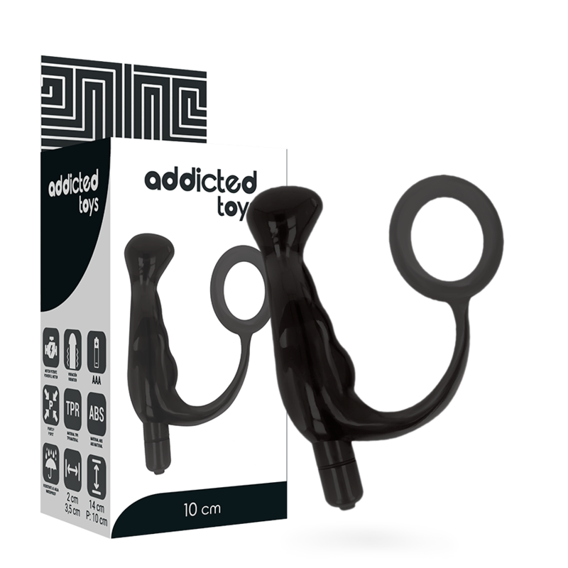 ADDICTED TOYS VIBRADOR PROSTATICO NEGRO 10 CM
