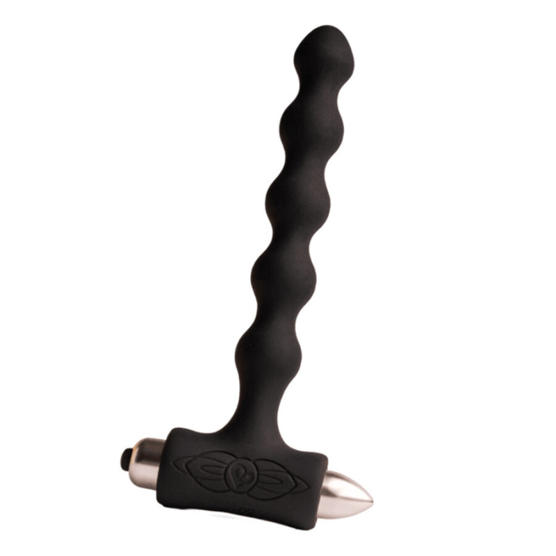 ROCKS OFF PETITE SENSATIONS PEARLS PLUG ANAL VIBRADOR NEGRO