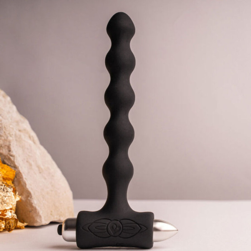 ROCKS OFF PETITE SENSATIONS PEARLS PLUG ANAL VIBRADOR NEGRO