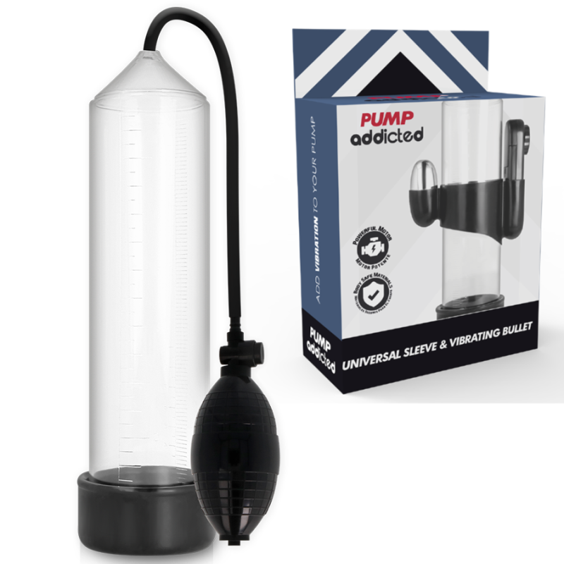 PUMP ADDICTED BOMBA ERECCION RX3 TRANSPARENTE CON VIBRADOR