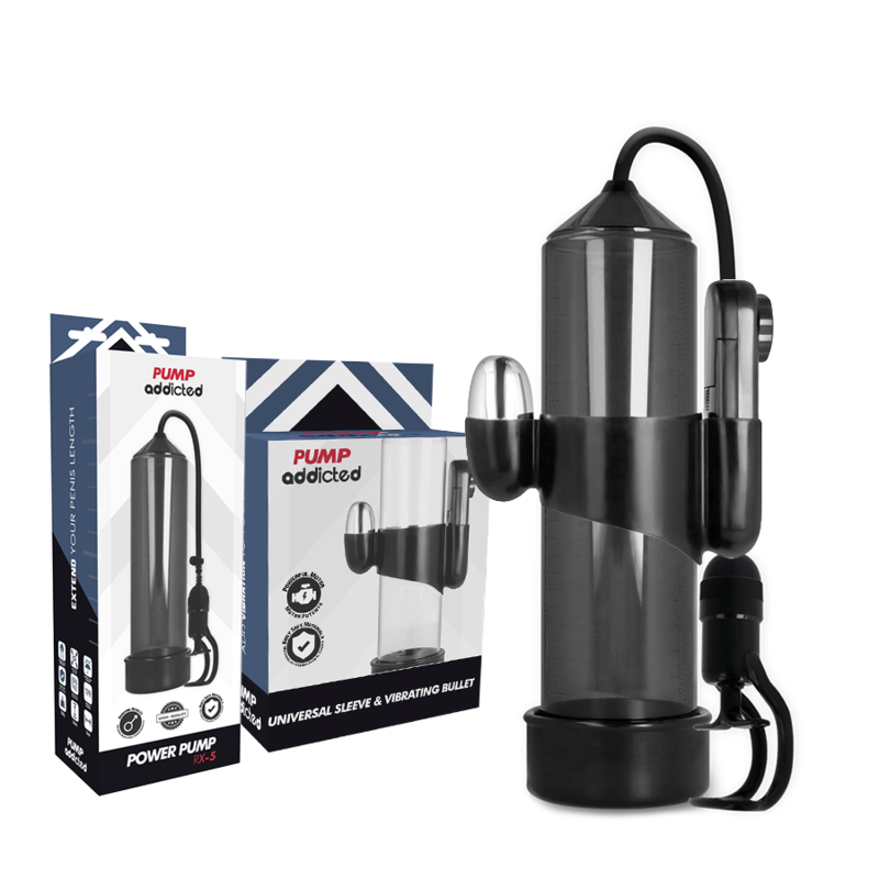 PUMP ADDICTED BOMBA ERECCION RX5 NEGRO CON VIBRADOR