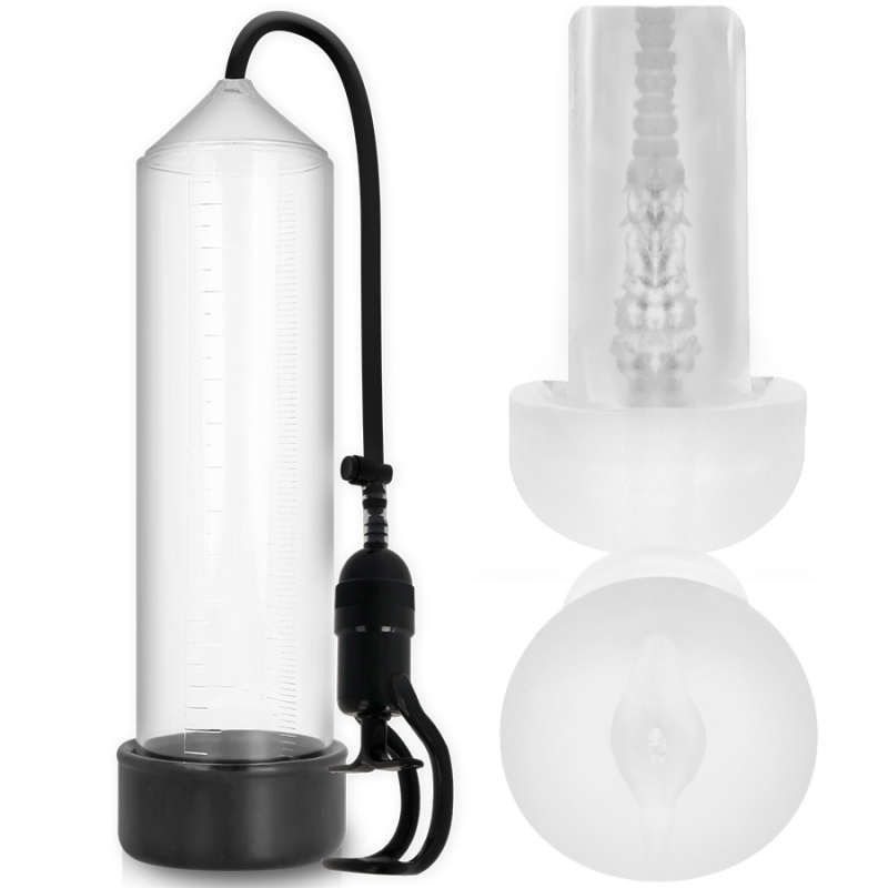 PUMP ADDICTED BOMBA ERECCION RX5 TRANSPARENTE CON MASTURBADOR