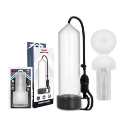PUMP ADDICTED BOMBA ERECCION RX5 TRANSPARENTE CON MASTURBADOR 2