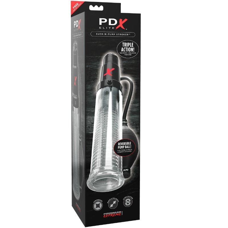 PDX ELITE BOMBA DE SUCCIONADOR MASTURBADORA CON VIBRACION SUCK N PUMP STROKER